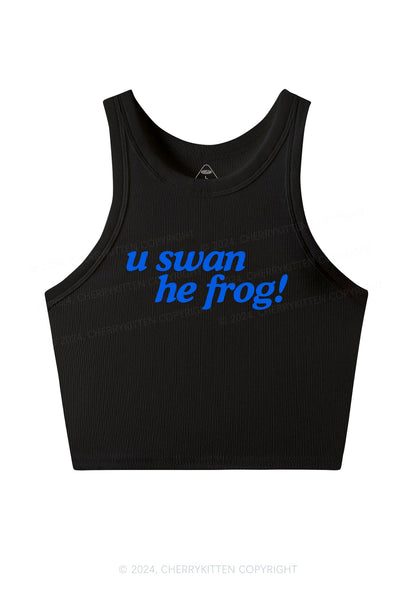 U Swan He Frog Y2K Crop Tank Top Cherrykitten