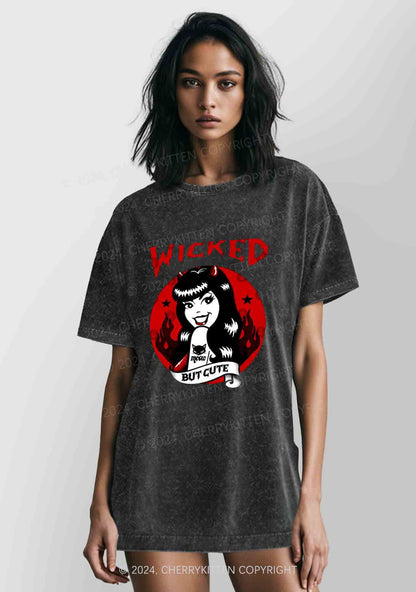 Halloween Wicked But Cute Y2K Washed Tee Cherrykitten