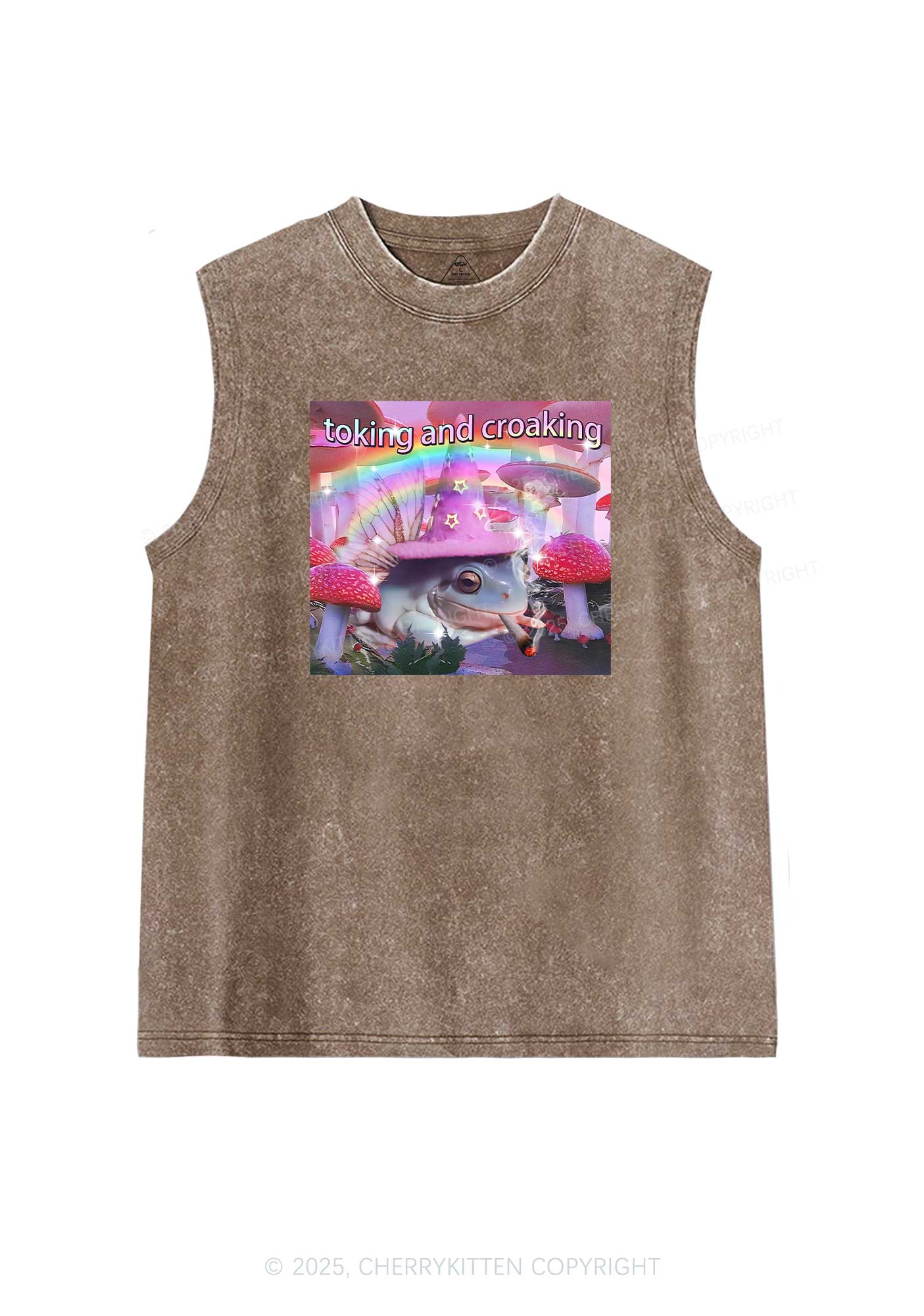 Toking Croaking Frog Y2K Washed Tank Cherrykitten