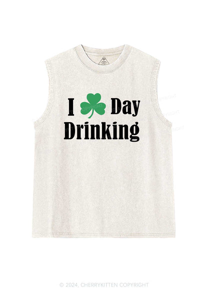 I Love Day Drinking St Patricks Y2K Washed Tank Cherrykitten