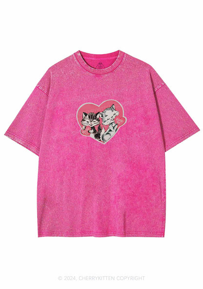 You Are So Purrty Y2K Valentine's Day Washed Tee Cherrykitten