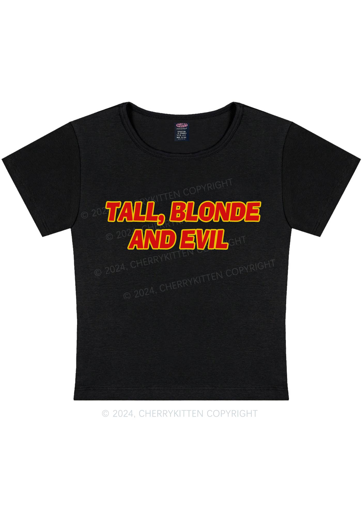 Tall Blonde And Evil Y2K Baby Tee Cherrykitten