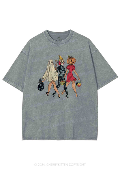 Halloween Ladies Y2K Washed Tee Cherrykitten