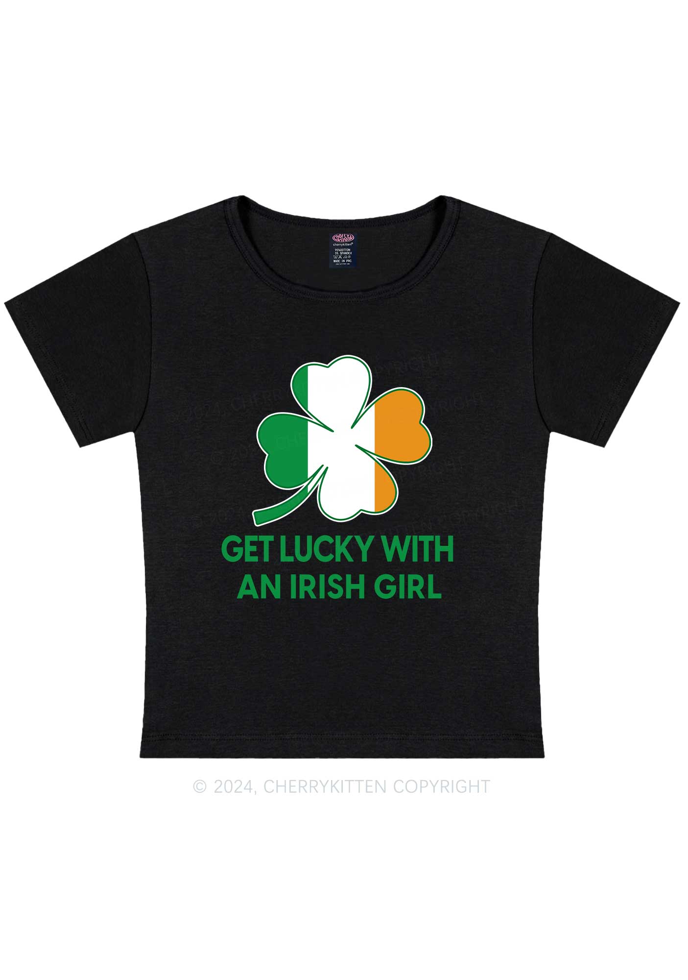 Get Lucky Irish Girl St Patricks Y2K Baby Tee Cherrykitten