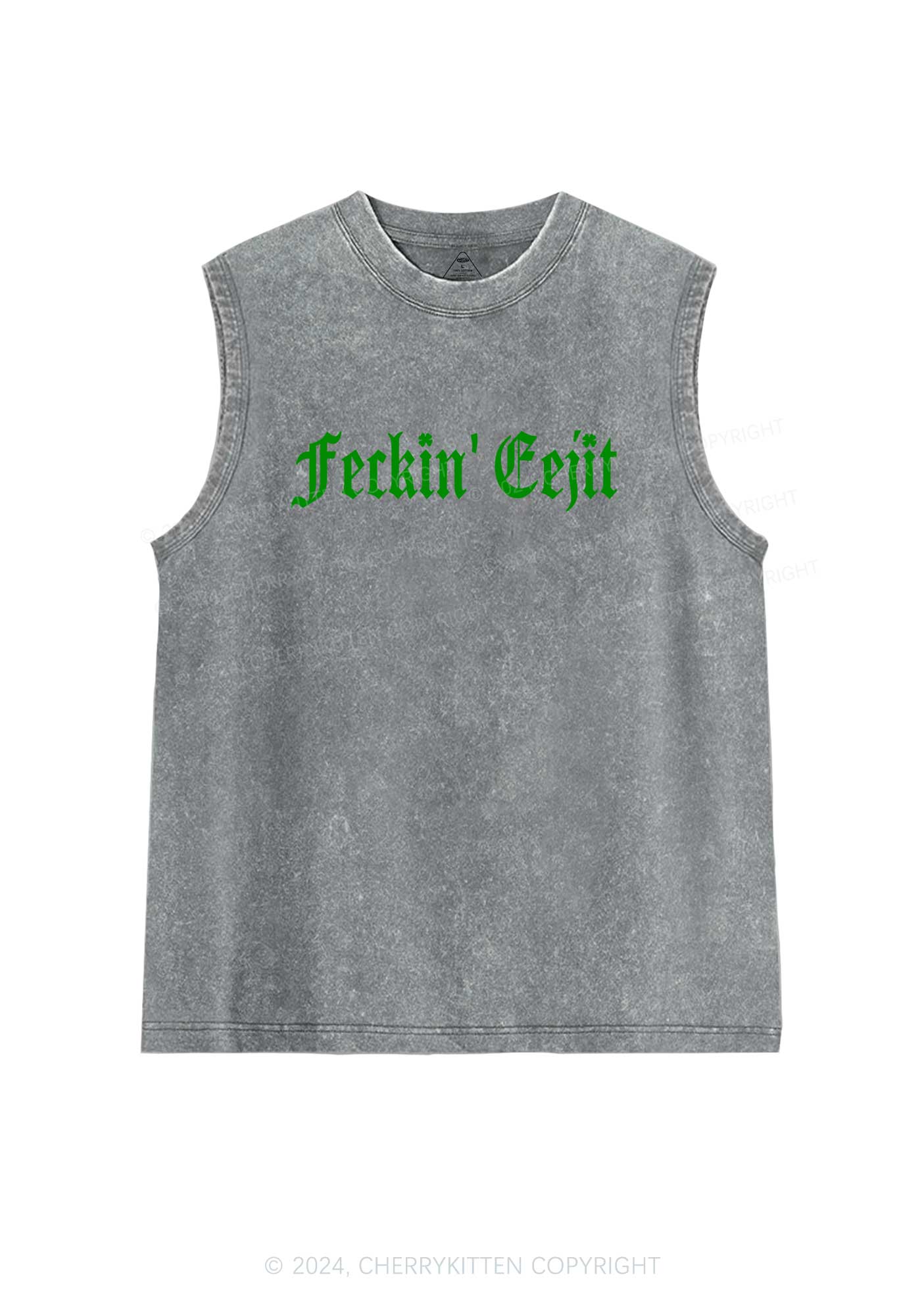 Feckin Eejit St Patricks Y2K Washed Tank Cherrykitten