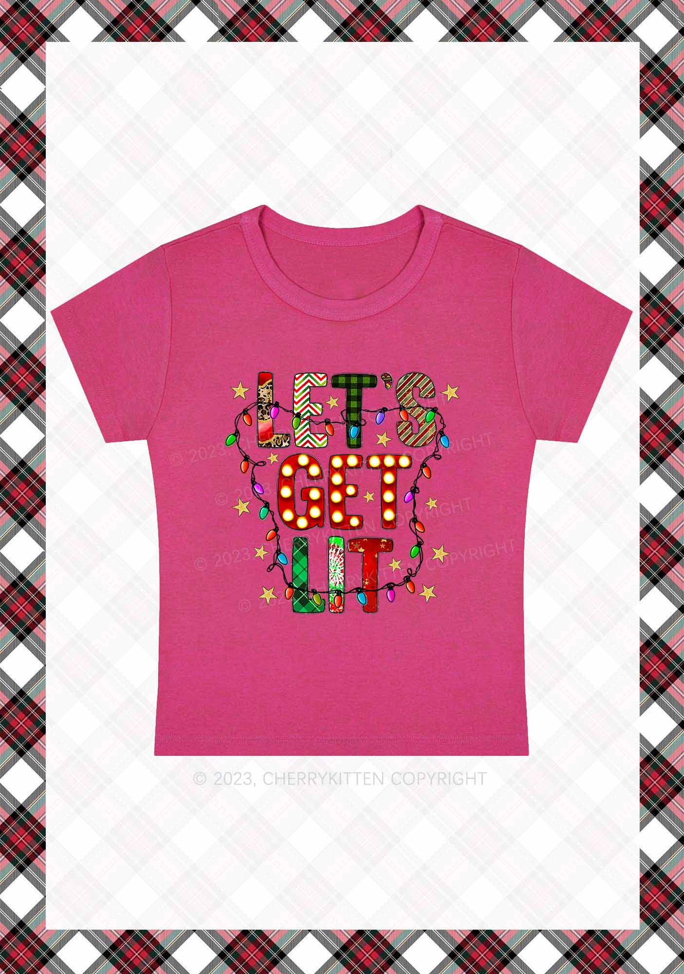 Let's Get Lit Christmas Baby Tee Cherrykitten