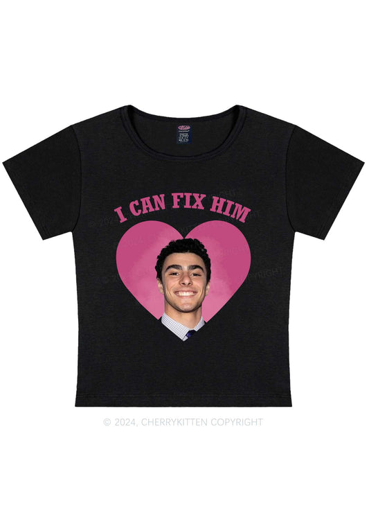 Fix Him Luigi Heart Y2K Baby Tee Cherrykitten