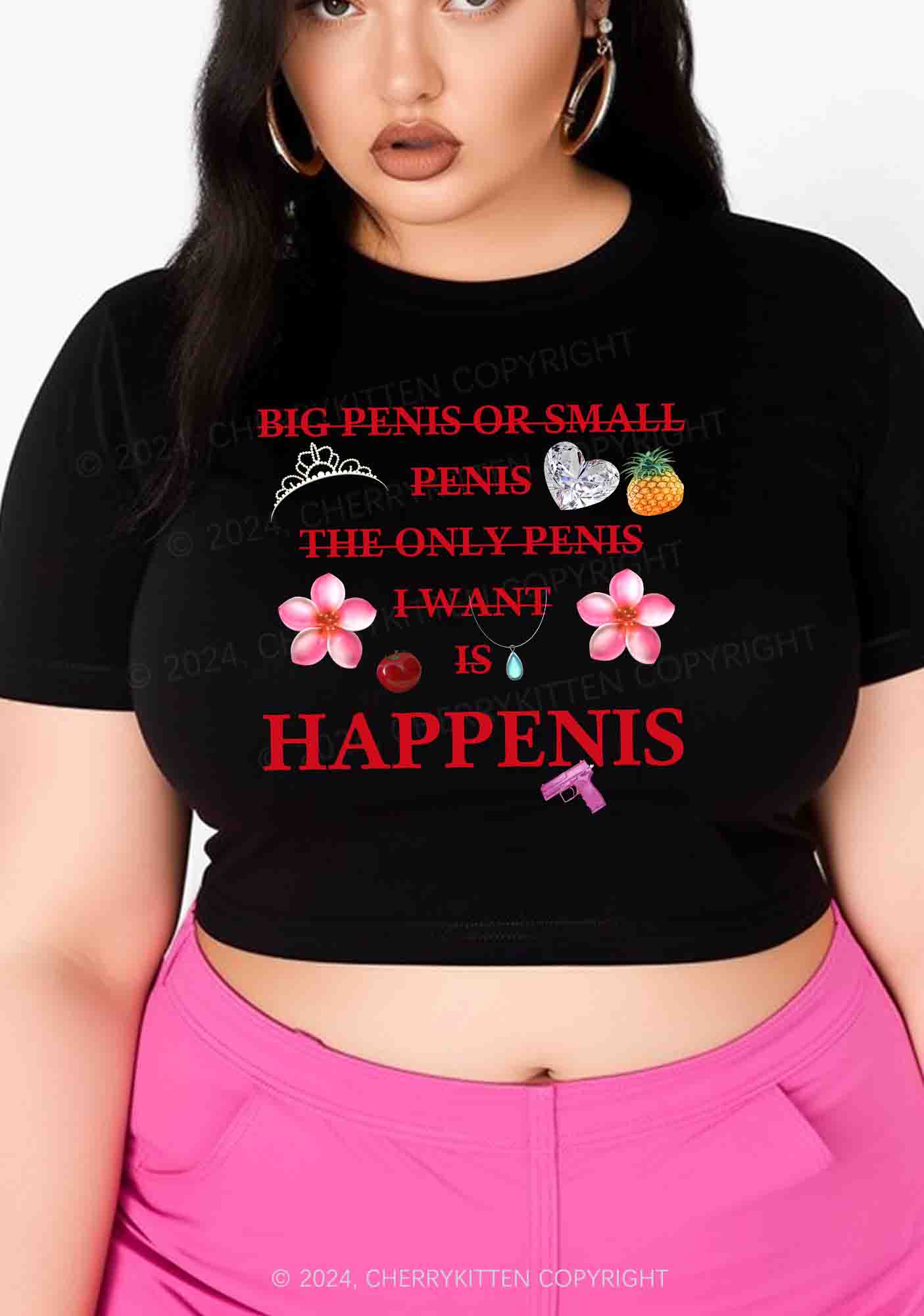 Curvy I Want Happenis Y2K Baby Tee Cherrykitten