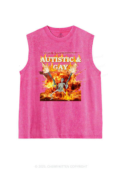 Autistic Gay Skeleton Y2K Washed Tank Cherrykitten