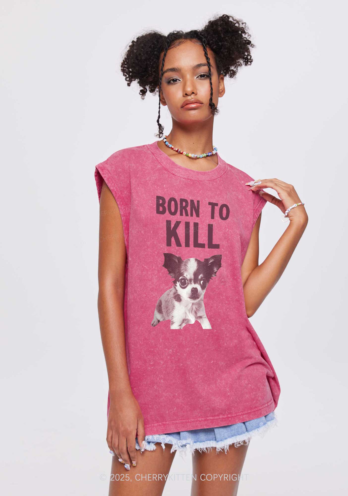 Born To Kill Y2K Washed Tank Cherrykitten