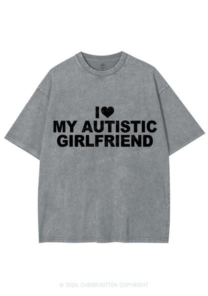 I Love My Autistic GF Y2K Valentine's Day Washed Tee Cherrykitten