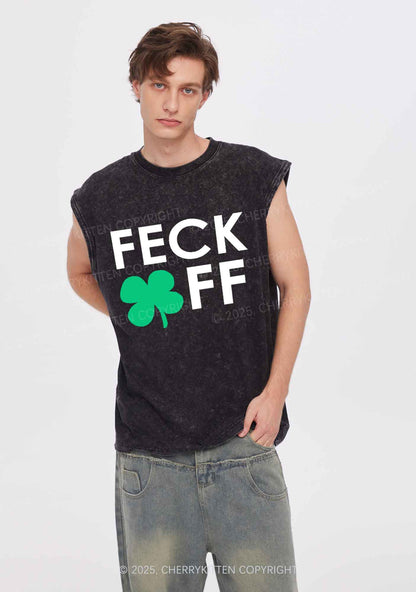 Feck Off St Patricks Y2K Washed Tank Cherrykitten