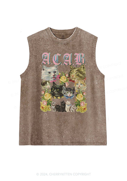 ACAB Cats Are Beautiful Y2K Washed Tank Cherrykitten