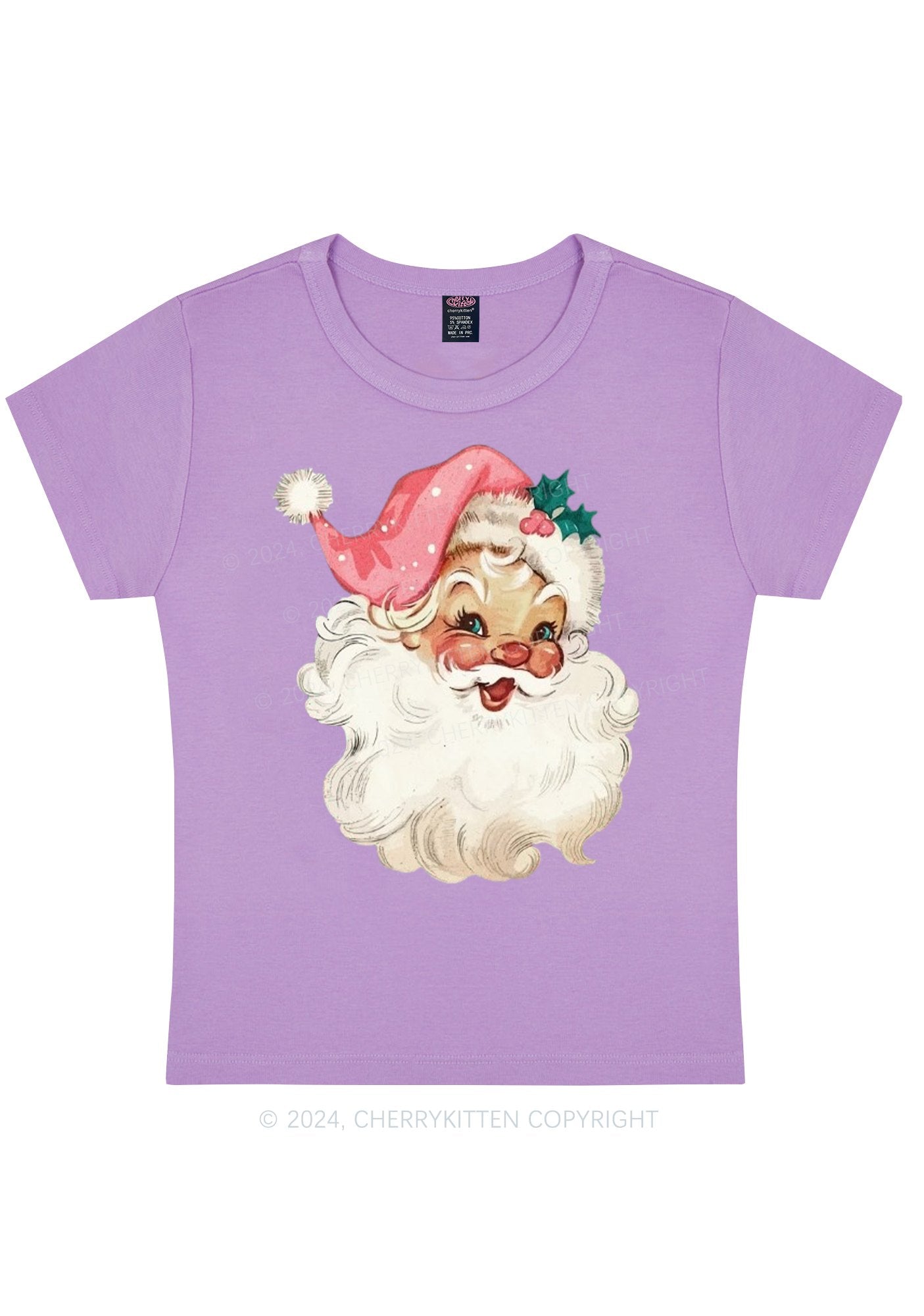 Christmas Pink Santa Y2K Baby Tee Cherrykitten