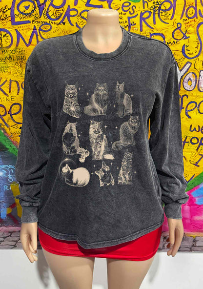 Retro Kitten Y2K Washed Long Sleeves Cherrykitten