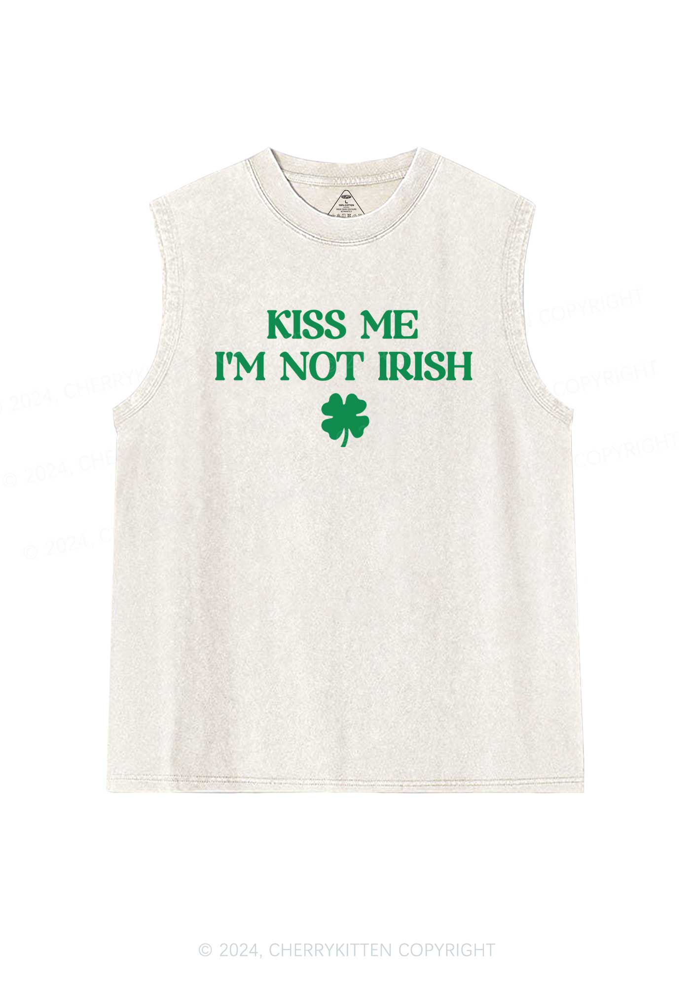 Im Not Irish St Patricks Y2K Washed Tank Cherrykitten