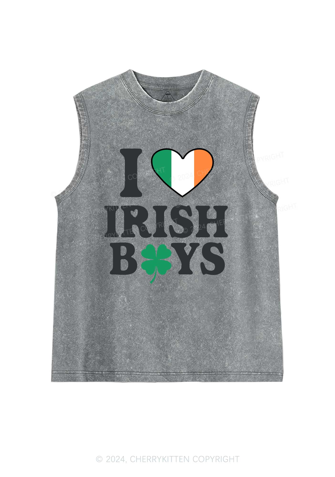 Irish Boy Shamrock St Patricks Y2K Washed Tank Cherrykitten