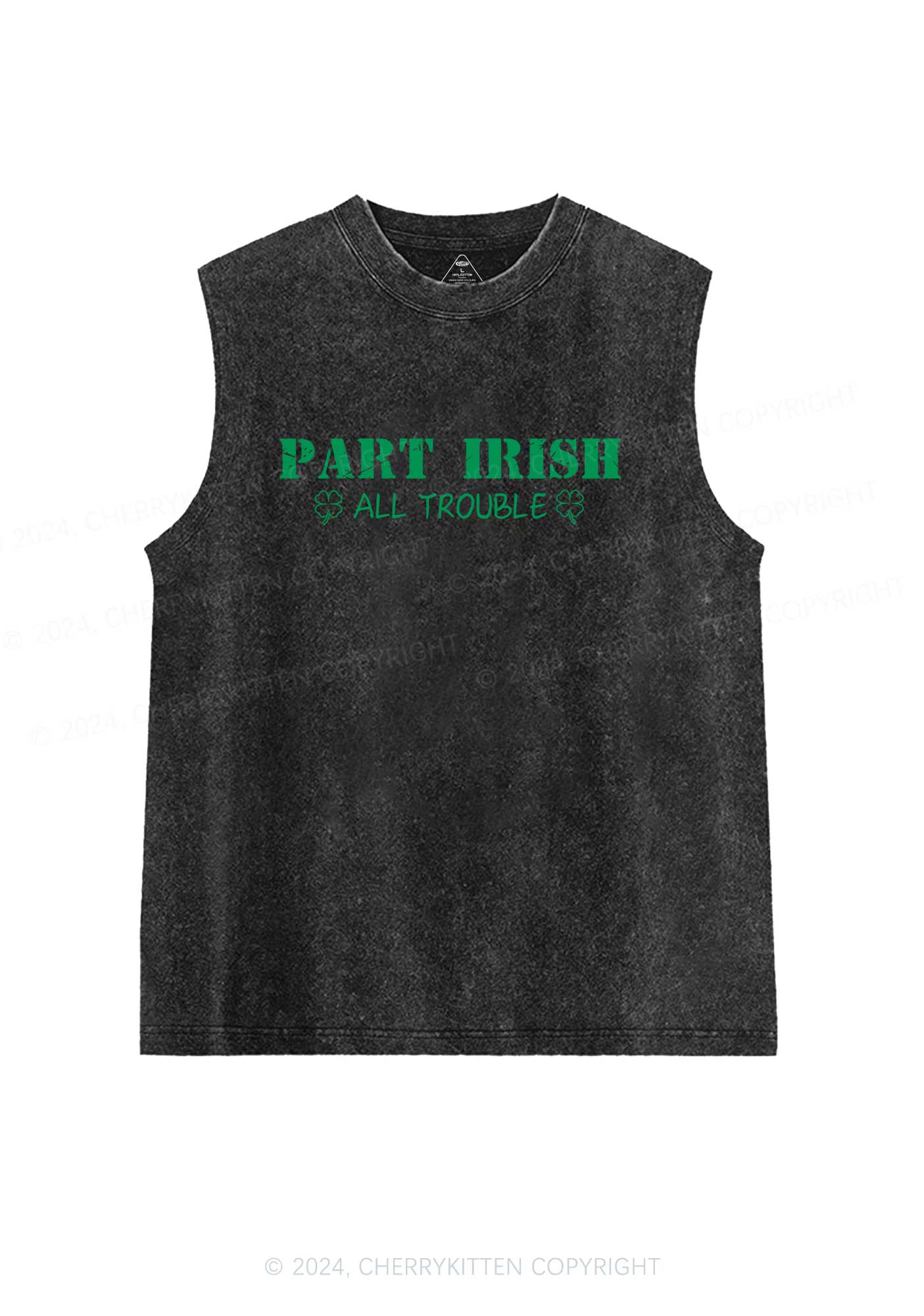 Part Irish All Trouble St Patricks Y2K Washed Tank Cherrykitten