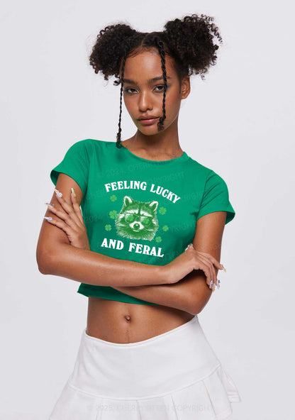 Feeling Lucky And Feral St Patricks Y2K Baby Tee Cherrykitten