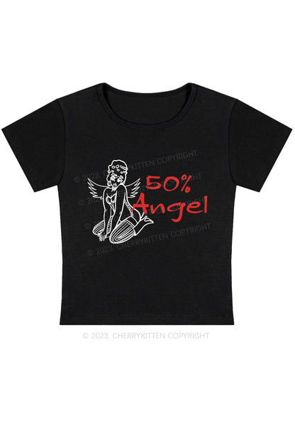 Curvy Fifty Percent Angel Y2K Baby Tee Cherrykitten