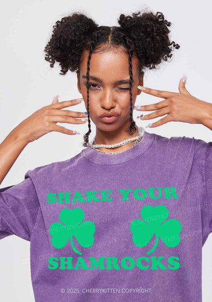 Shake Your Shamrocks St Patricks Y2K Washed Tee Cherrykitten