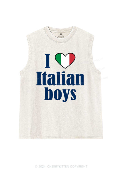 I Love Italian Boys Y2K Washed Tank Cherrykitten