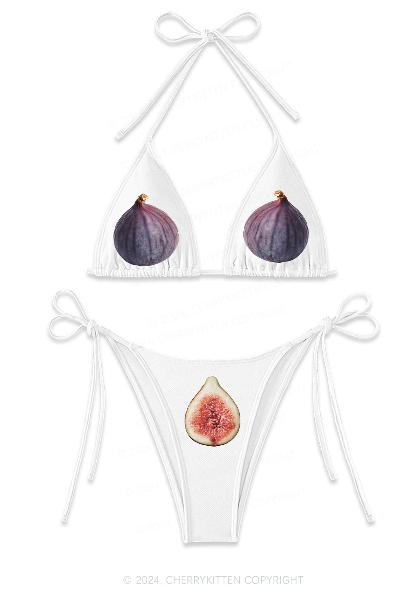 Figs Y2K Halter Triangle Bikini Set Cherrykitten