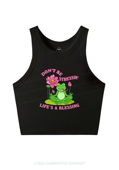 Dont Be Stressin Frog Y2K Crop Tank Top Cherrykitten