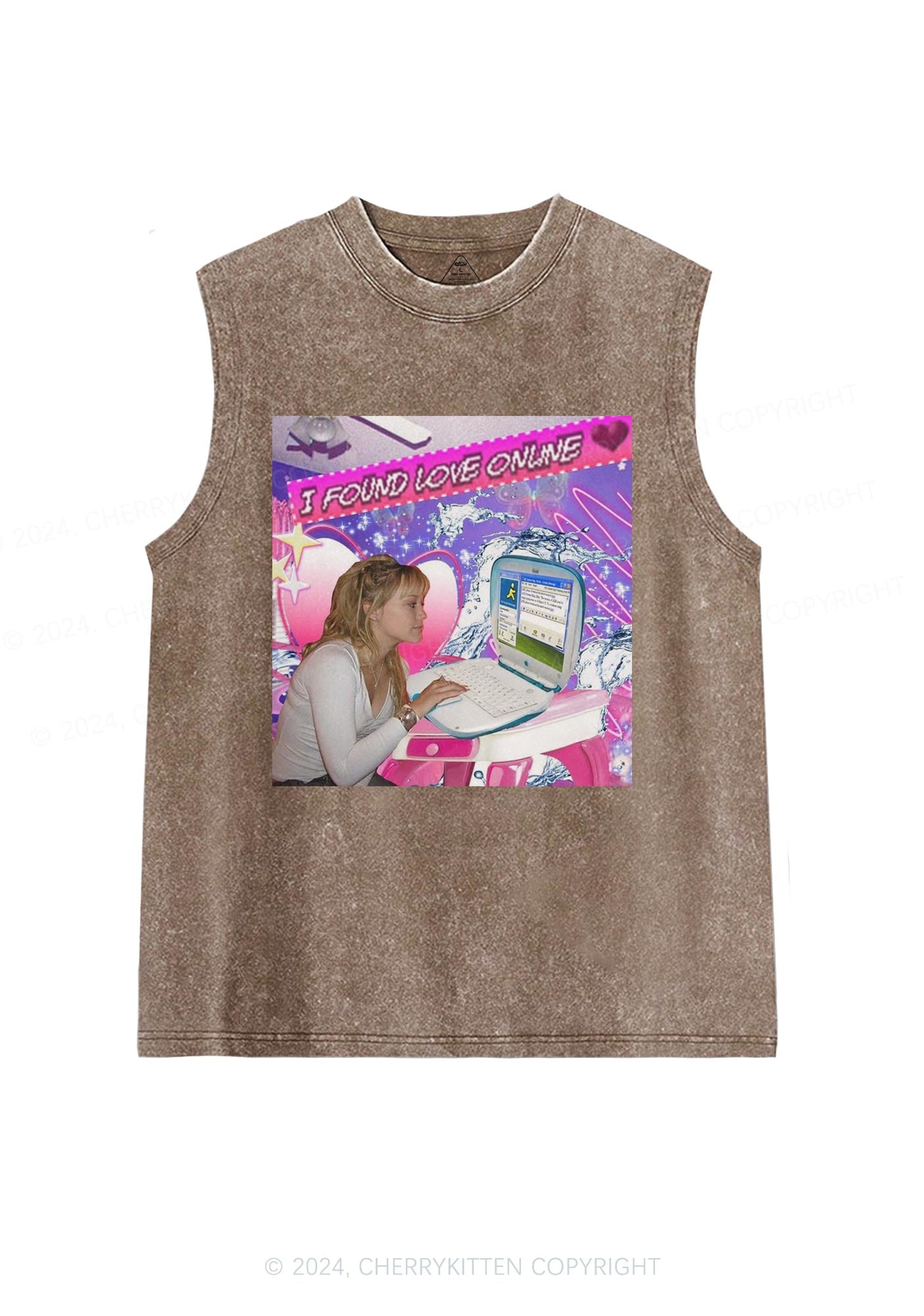 I Found Love Online Y2K Washed Tank Cherrykitten