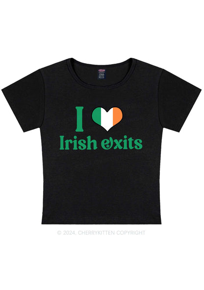 I Love Irish Exits St Patricks Y2K Baby Tee Cherrykitten