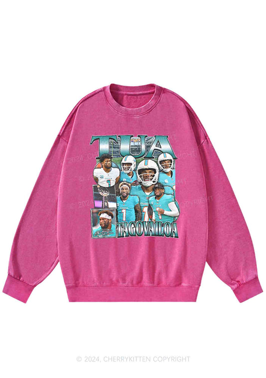 Green Tua Y2K Super Bowl Washed Sweatshirts Cherrykitten