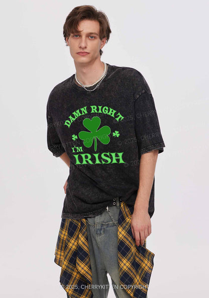 Damn Right Im Irish St Patricks Y2K Washed Tee Cherrykitten