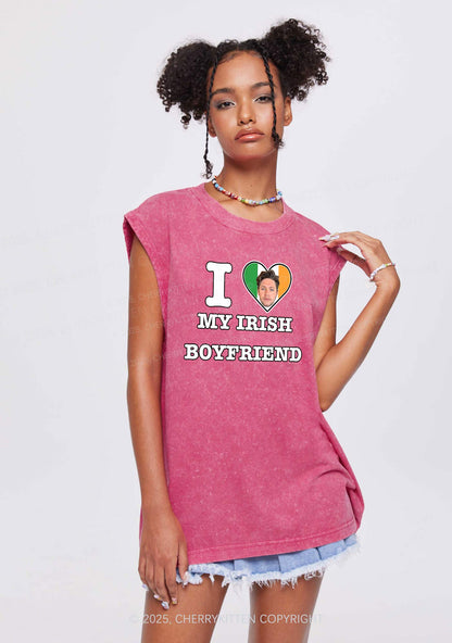 Custom Irish Boyfriend Photo St Patricks Y2K Washed Tank Cherrykitten