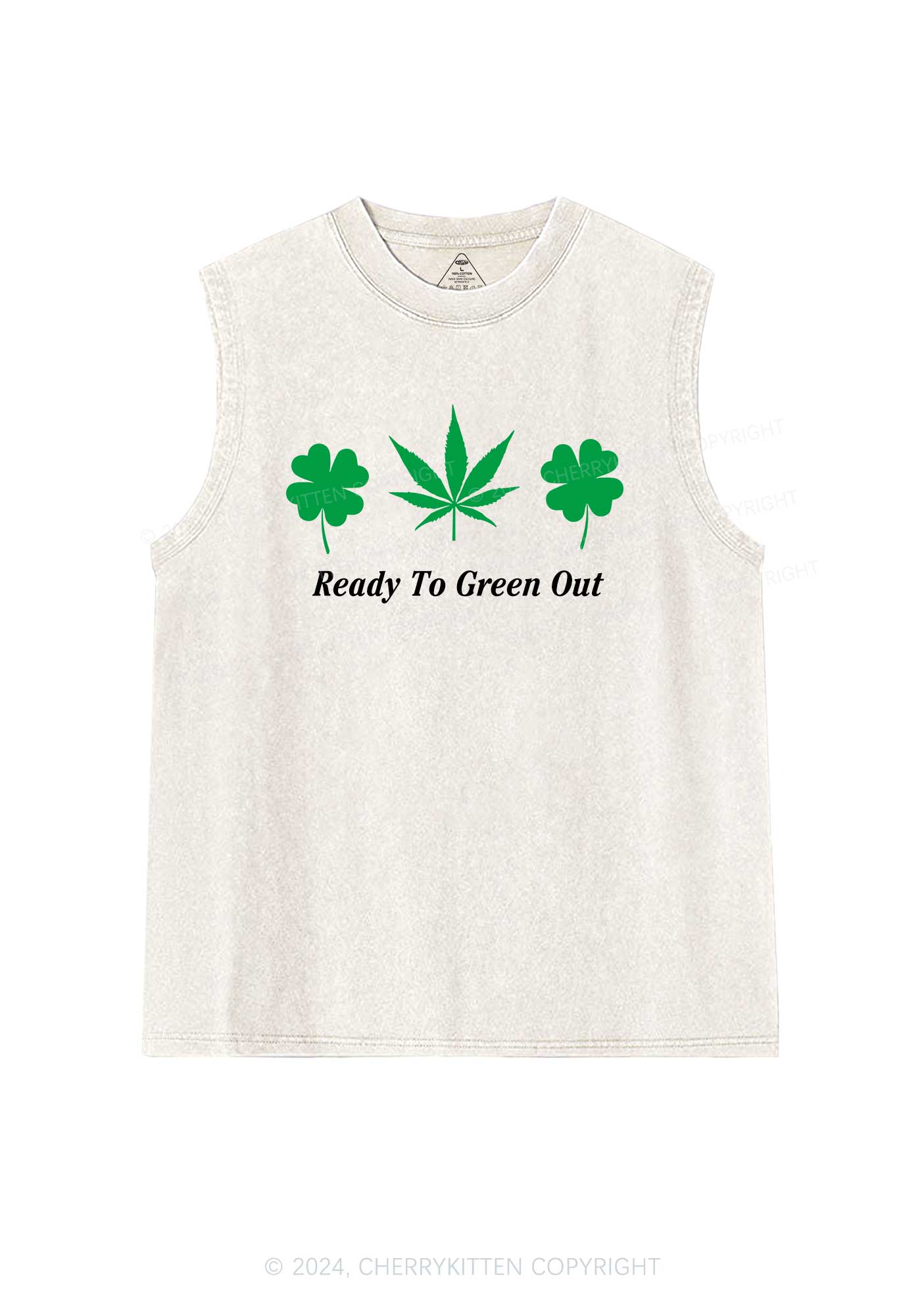 Ready To Green Out St Patricks Y2K Washed Tank Cherrykitten