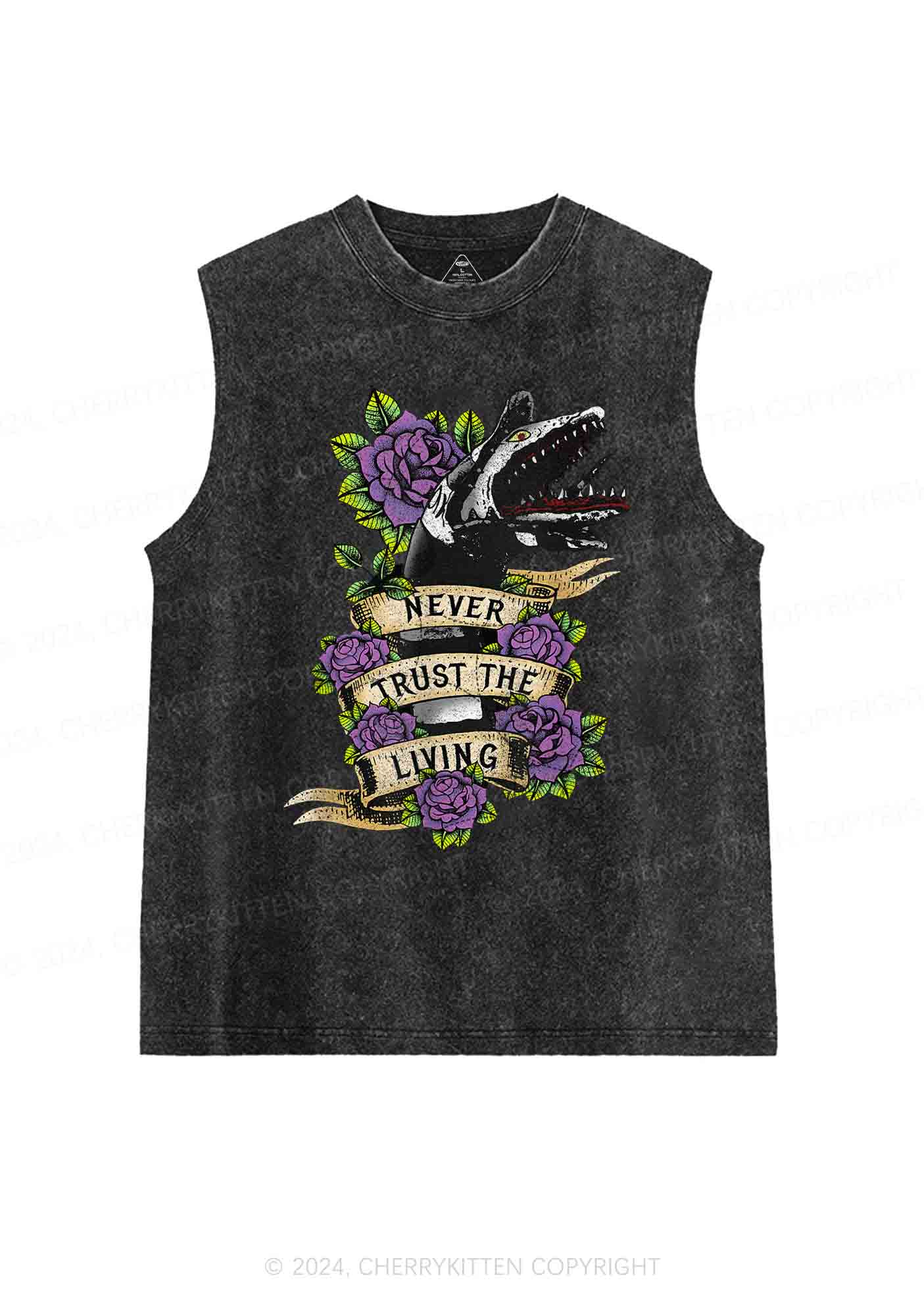 Halloween Never Trust The Living Y2K Washed Tank Cherrykitten