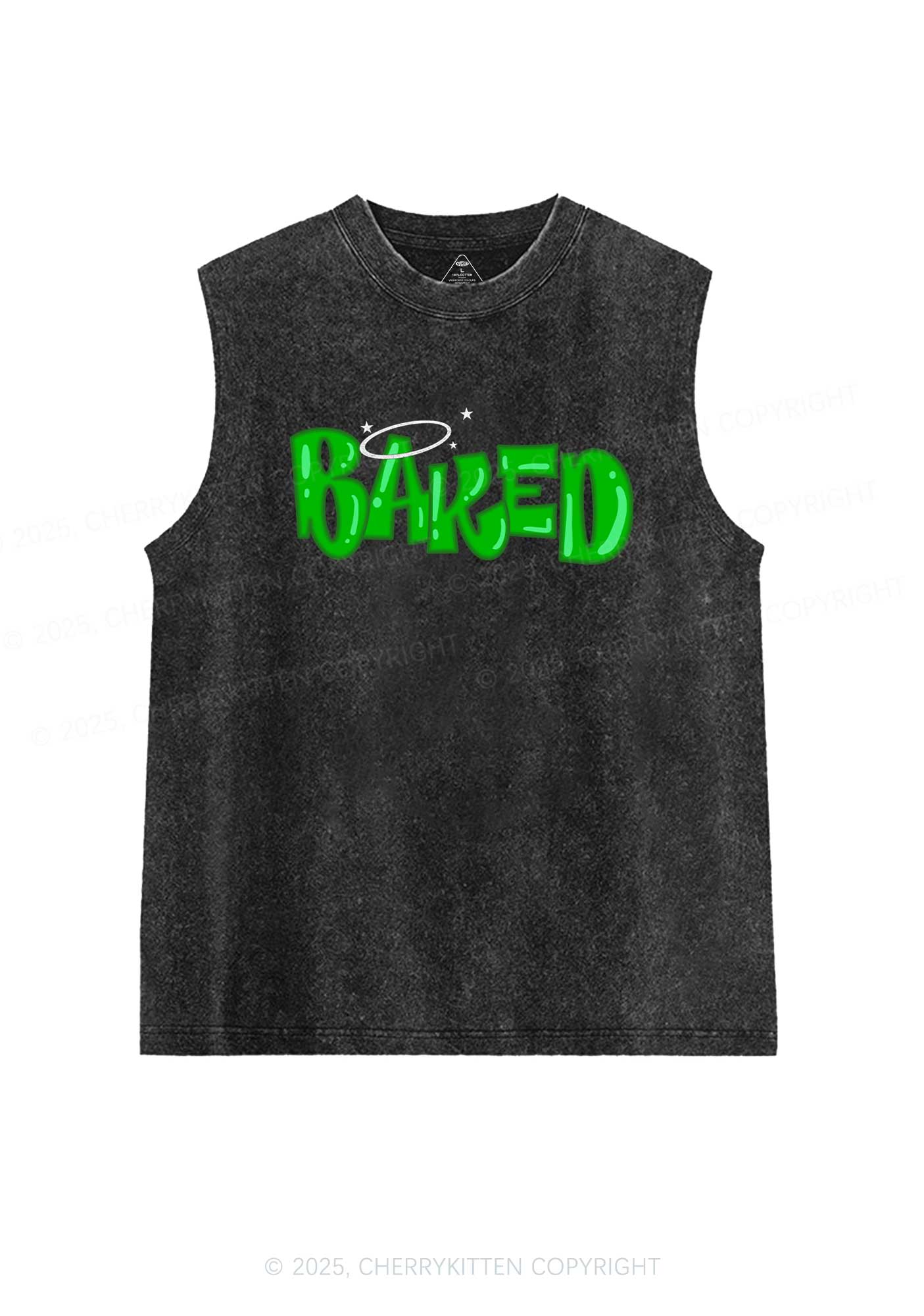 Green Baked Y2K Washed Tank Cherrykitten