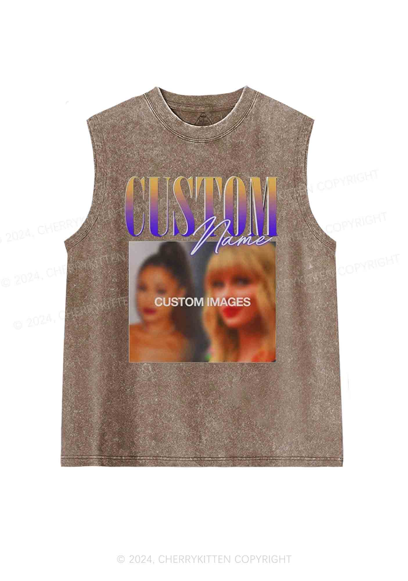 Personalized Vintage 90s Y2K Washed Tank Cherrykitten