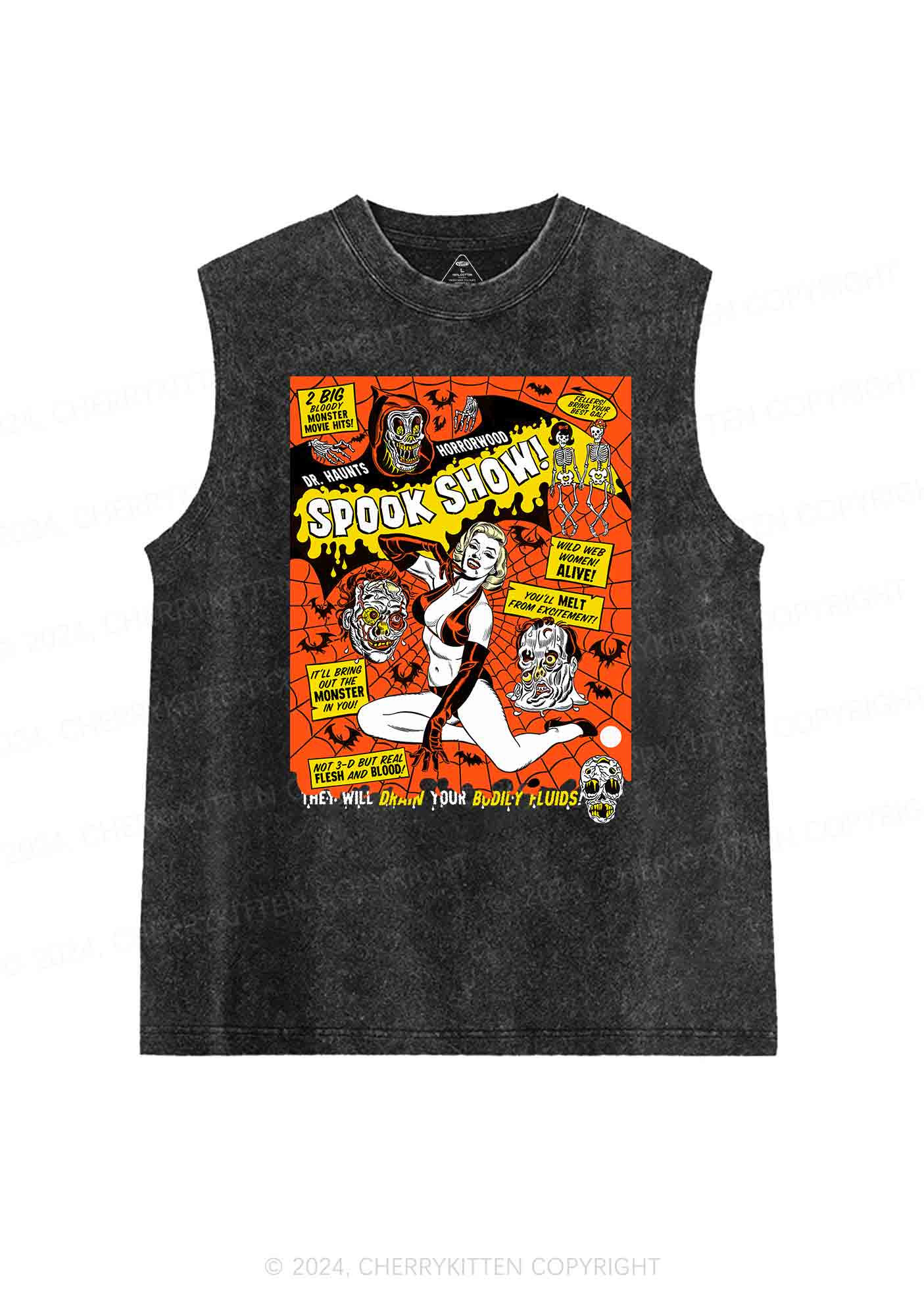 Halloween Blonde Spook Show Y2K Washed Tank Cherrykitten