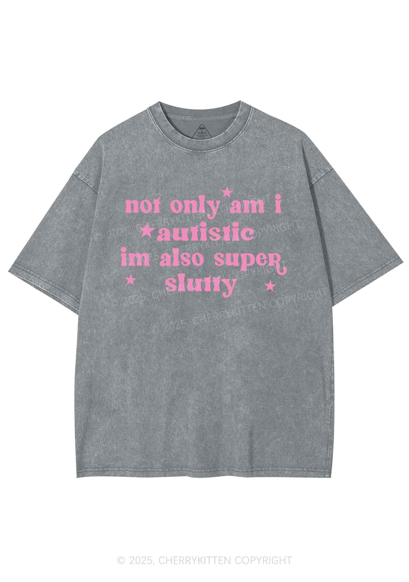 Autistic Slxtty Y2K Washed Tee Cherrykitten