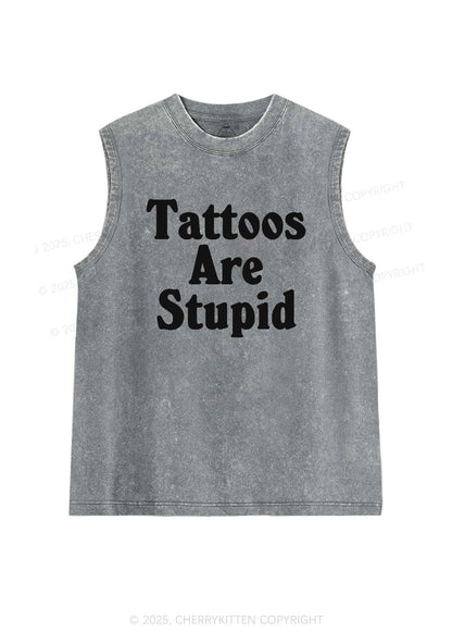 Tattoos Are Stupid Y2K Washed Tank Cherrykitten