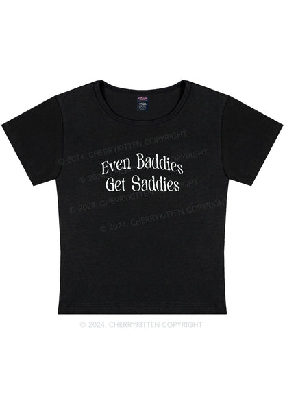 Embroidered Baddies Get Saddies Y2K Baby Tee Cherrykitten