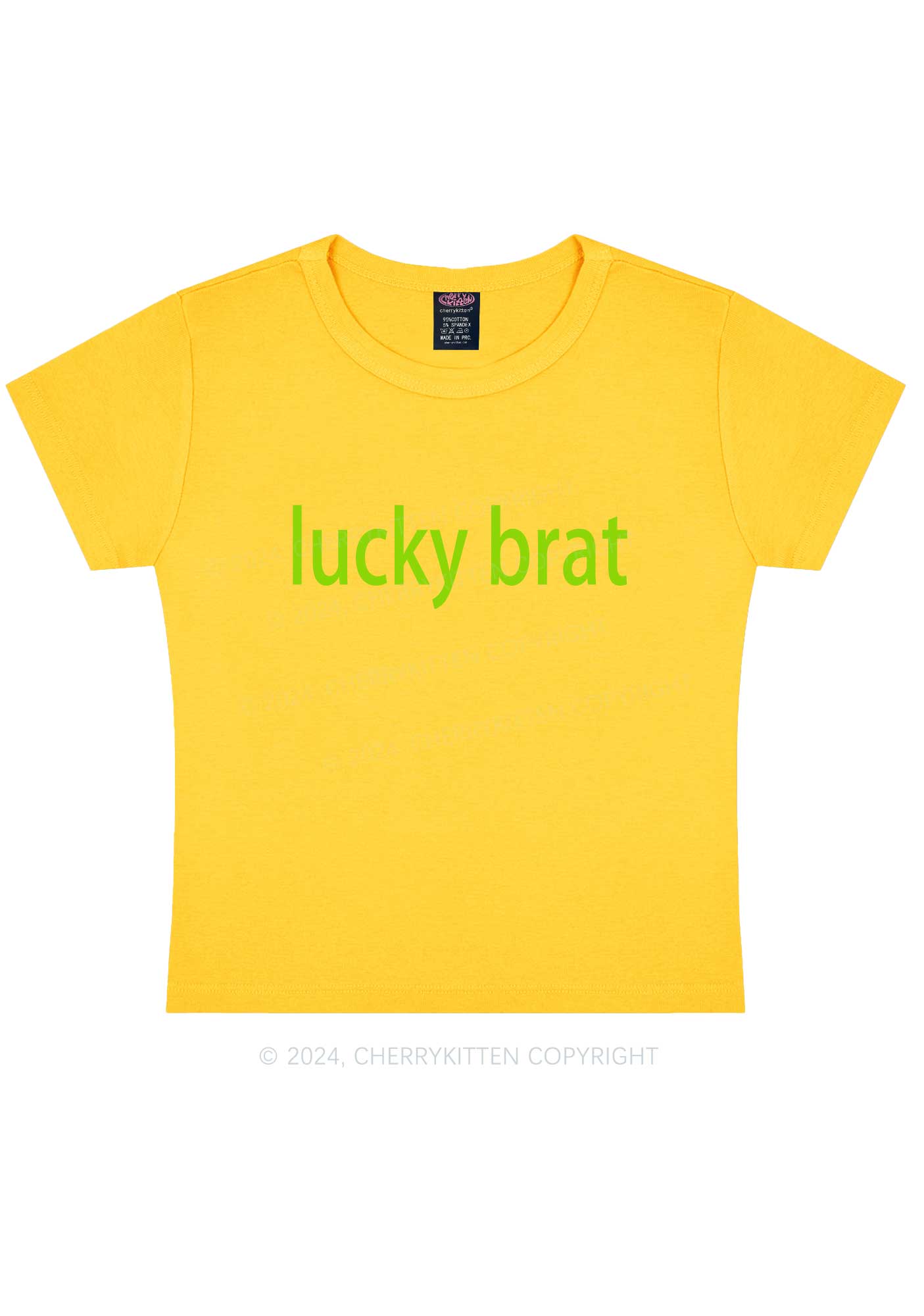 Lucky Brat St Patricks Y2K Baby Tee Cherrykitten