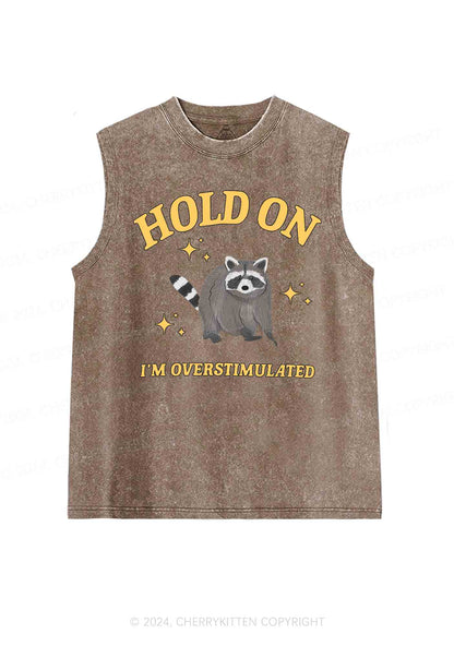 Hold On I'm Overstimulated Y2K Washed Tank Cherrykitten