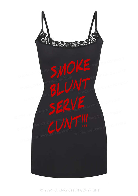 Smoke Blunt Y2K Lace Slip Dress Cherrykitten