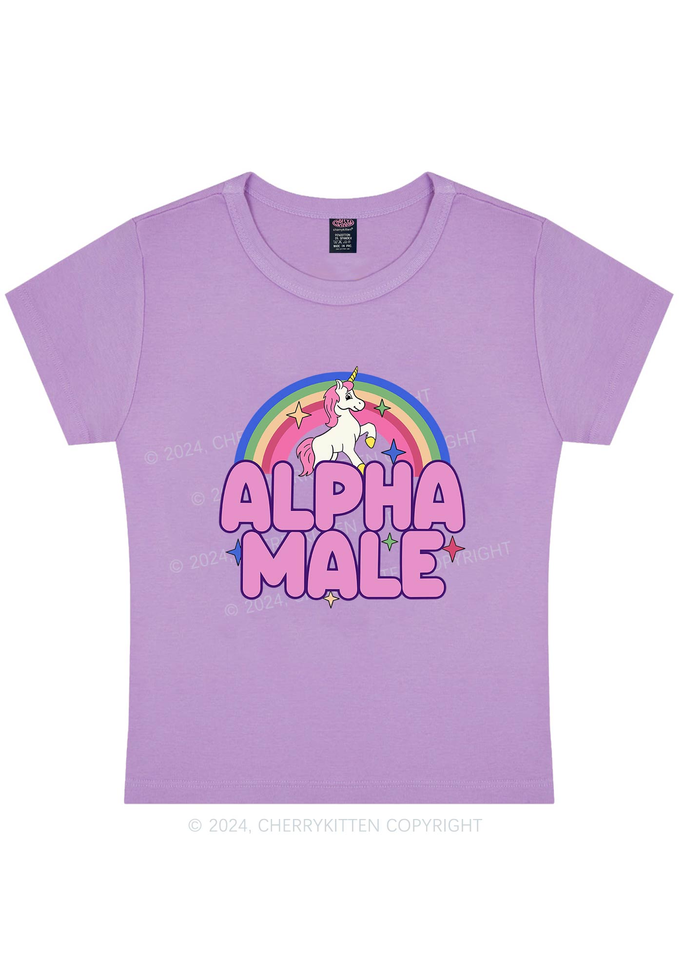 Rainbow Unicorn Alpha Male Y2K Baby Tee Cherrykitten