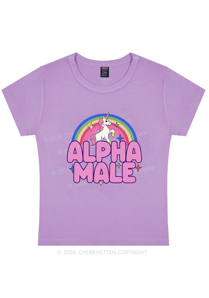 Rainbow Unicorn Alpha Male Y2K Baby Tee Cherrykitten