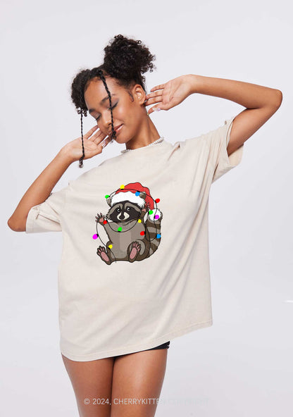 Christmas Raccoon Y2K Washed Tee Cherrykitten