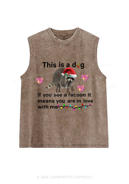 Christmas Dog Racoon Y2K Washed Tank Cherrykitten