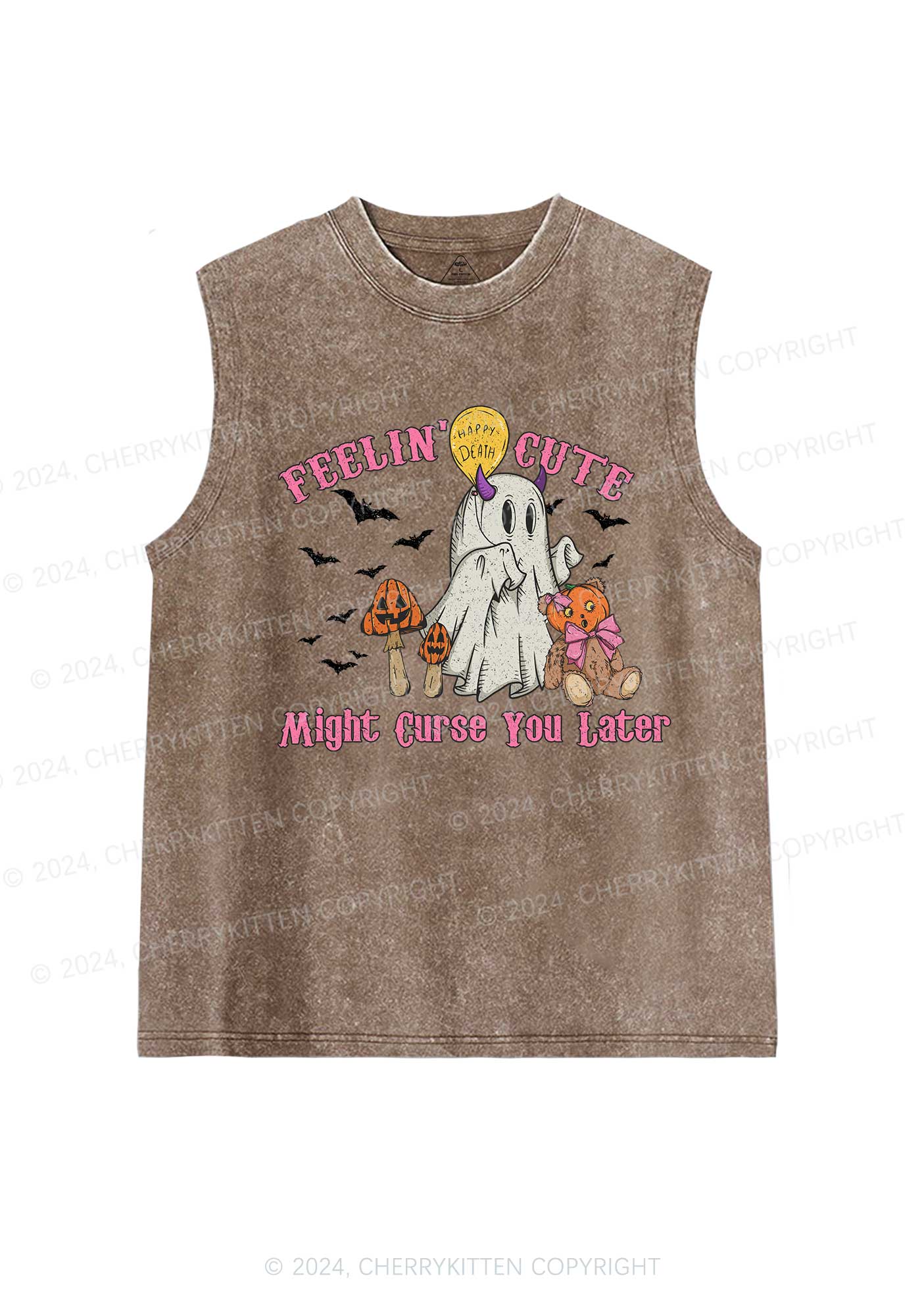 Halloween Feelin Cute Y2K Washed Tank Cherrykitten