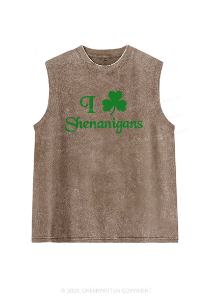 I Love Shenanigans St Patricks Y2K Washed Tank Cherrykitten